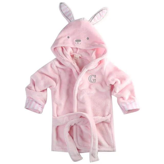 Children's bathrobe with hood and animal motifs