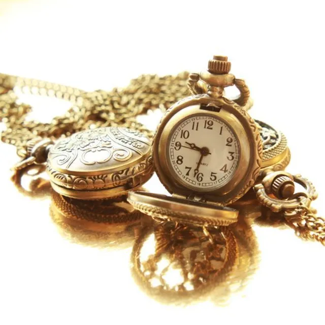 Vintage watch on chain with butterfly motif