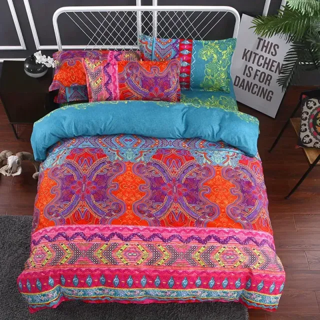 Modern boho sheets with pattern and matching pillowcases - a cozy sleep in God style