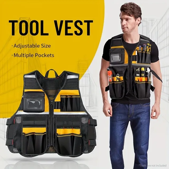 Reflexní vesta pro elektrikáře - Multifunkční, odolná a s kapsami na nářadí - Bezpečnost na stavbě