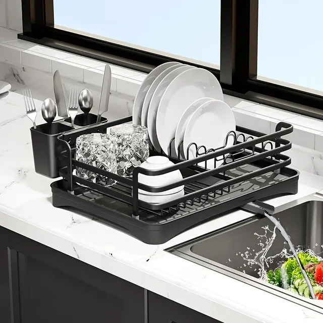 1pc Stainless steel dishwasher with cutlery holder - durable and space-saving