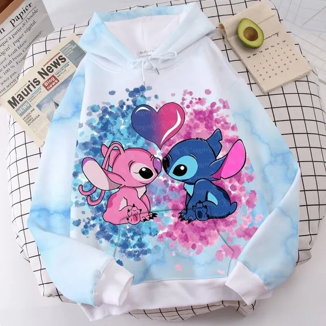 Dziecięca designerska bluza z kapturem z nadrukiem Stitch