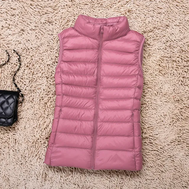 Beautiful ladies lightweight down vest Pink M