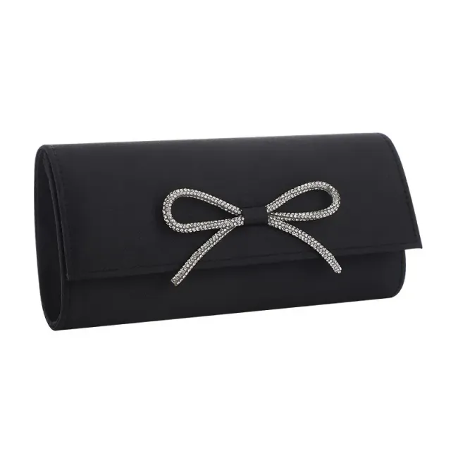 Fashionful evening bag with bow - luxury social bag with metal chain and storage space in single colored design