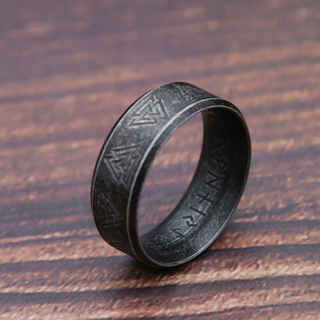 Men's luxury Nordic ring with runes Paul