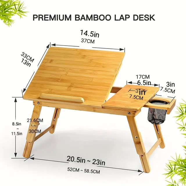 Portable adjustable table from bamboo to wedge