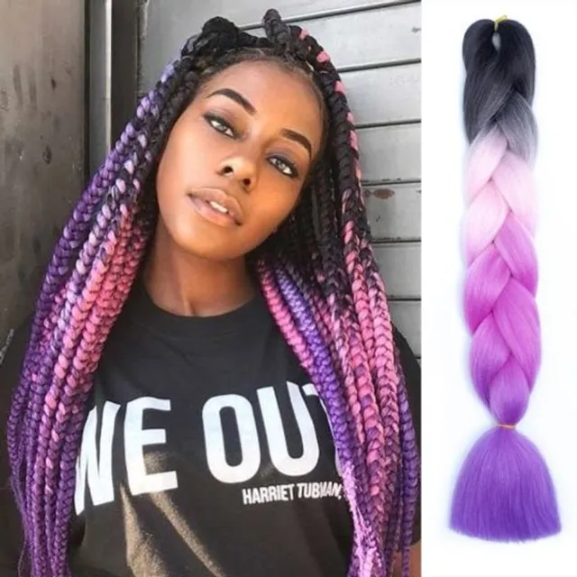 Multicoloured kanekalon hair on braids - multiple colours