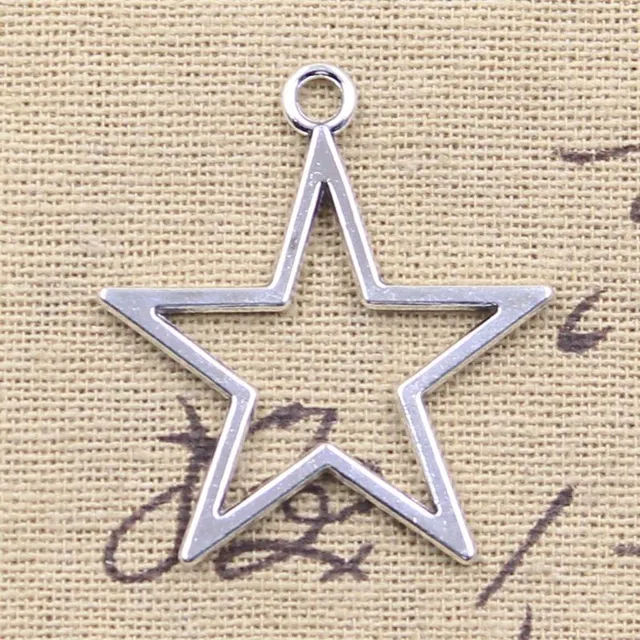 15 pieces of 'Star' pendants (an antique silver color) for your own jewelry production