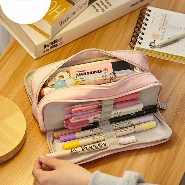 School one-colour large capacity stationery case