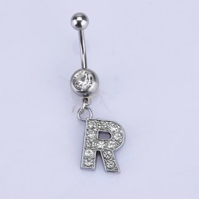 Stylish metal navel piercing with letter