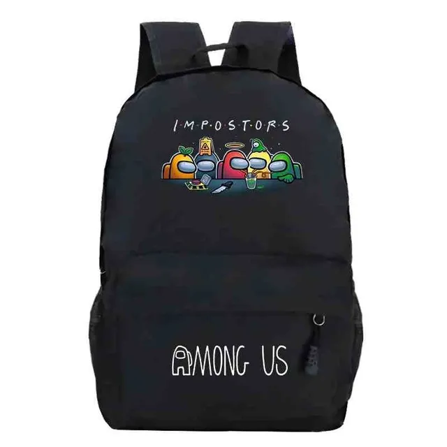 School backpack printed with Among Us characters