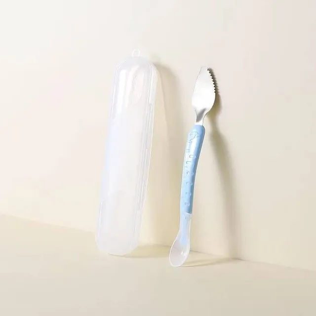 Nerezová lyžica so zubami prispôsobená na vydlabávanie ovocia pre deti Juraj