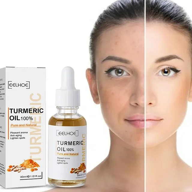 100% Kurkumový olej na pleť Rozjasňující pleťový olej z kurkumy Kurkumový olej proti stárnutí pleti Anti-Aging Proti pigmentovým skvrnám 30 ml