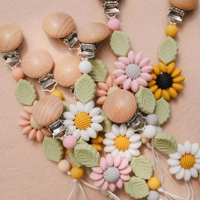 Cute pacifier clip with flower