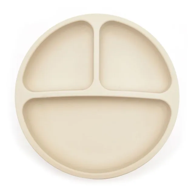 Silicone three-course plate with suction cup