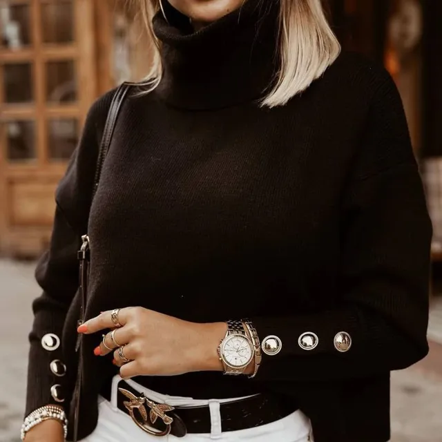 Women's modern sweater with turtleneck