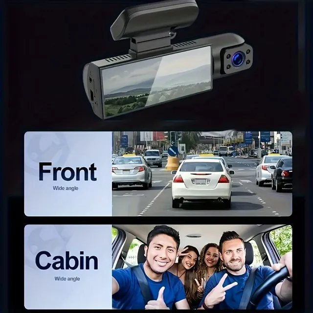 Camera auto pentru interior și exterior - 3.16 inch, 1080P, G-senzor, vedere pe timp de noapte, înregistrare ciclică, unghi larg - DVR auto