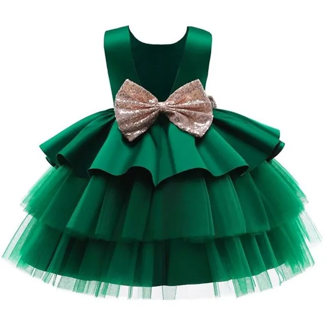 Girls formal fluffy dress with big bow