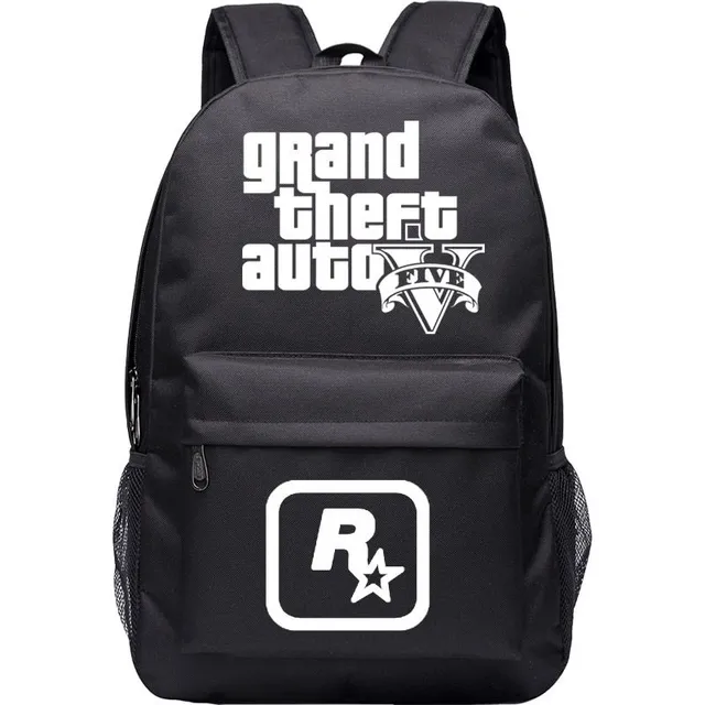 Plátěný batoh pro teenagery s motivy hry Grand Theft Auto 5 Black 1