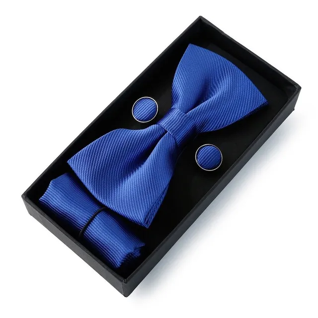 Men's bow tie, handkerchief and cuff links Augustine