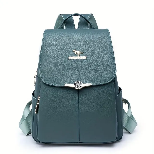 Women's backpack with faux leather flap, simple, for everyday wear and travel