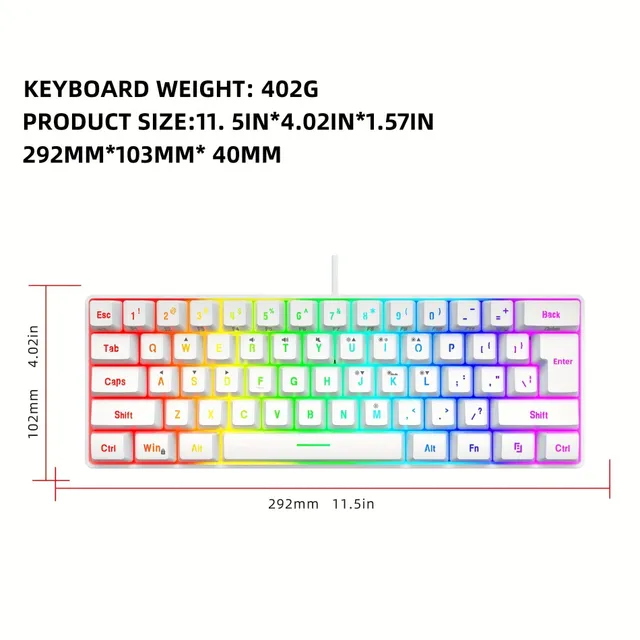 Mini tastatură de gaming cu retroiluminare RGB - wireless și impermeabilă