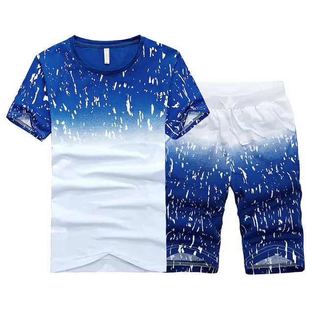 Set bicolore da uomo - T-shirt e pantaloncini - 4 colori