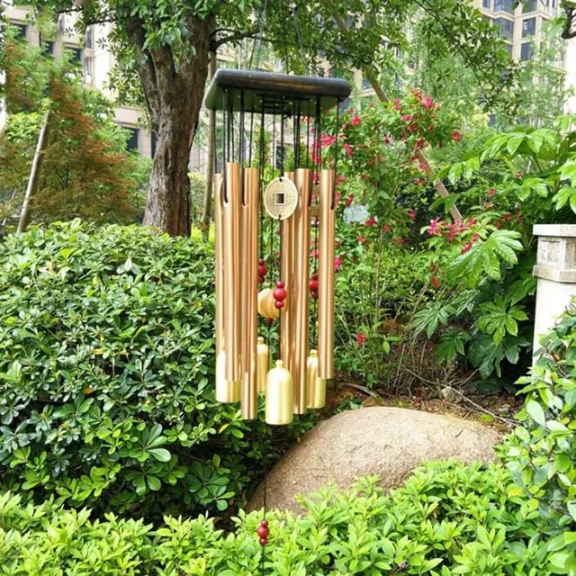 Copper decorative bells in the garden