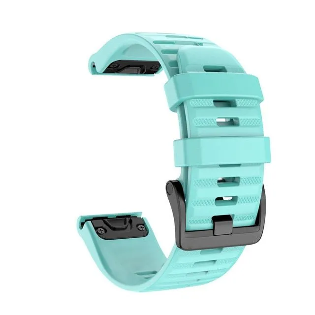 Replacement silicone band strap for Garmin QuickFit Phoenix, Tactic Bravo, Forerunner, Descent, Quantix and D2 Bravo mint-green 22mm