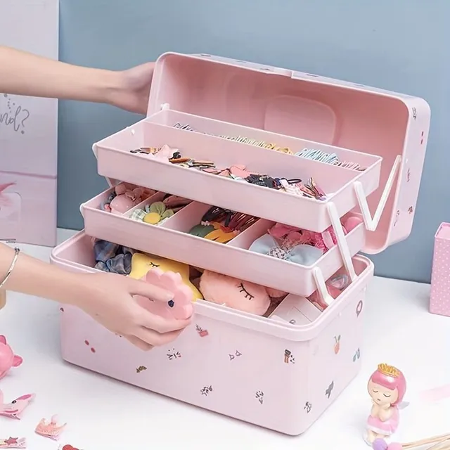 Large capacity multi-functional storage box for hair clips and rubber bands