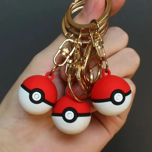 Trendy roztomilý přívěsek na klíče ve tvaru pokeballu v červené barvě