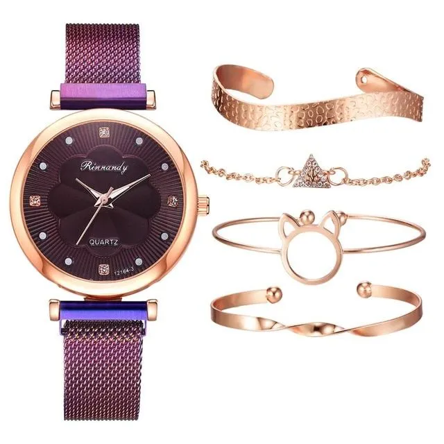 Luxusní set dámské hodinky a náramky WIENA