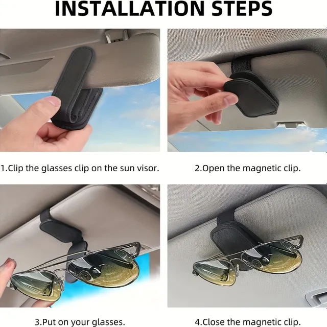 Suport magnetic pentru ochelari cu clips pentru vizieră din piele artificială - Accesorii auto