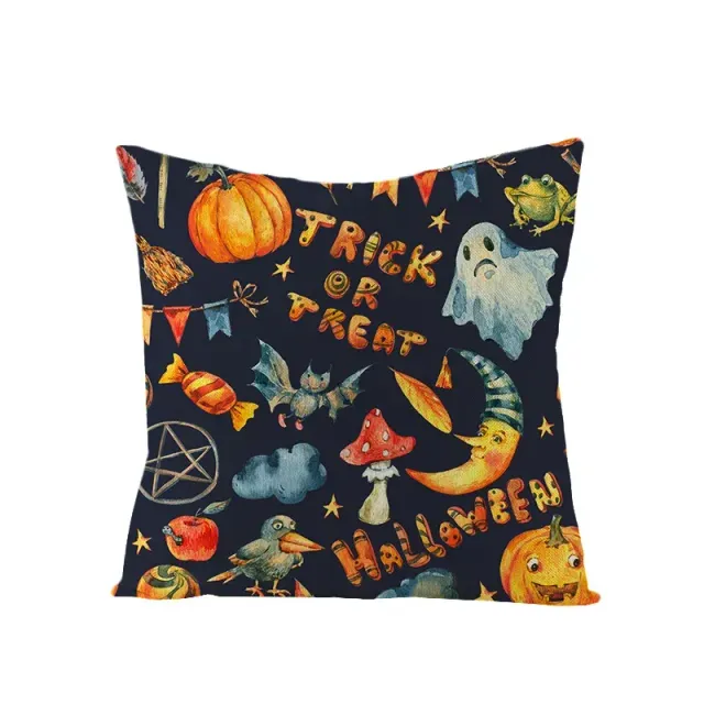 Halloween Kissenbezug mit Druck von Kürbis und schwarzer Katze 45x45 cm zur Dekoration des Hauses