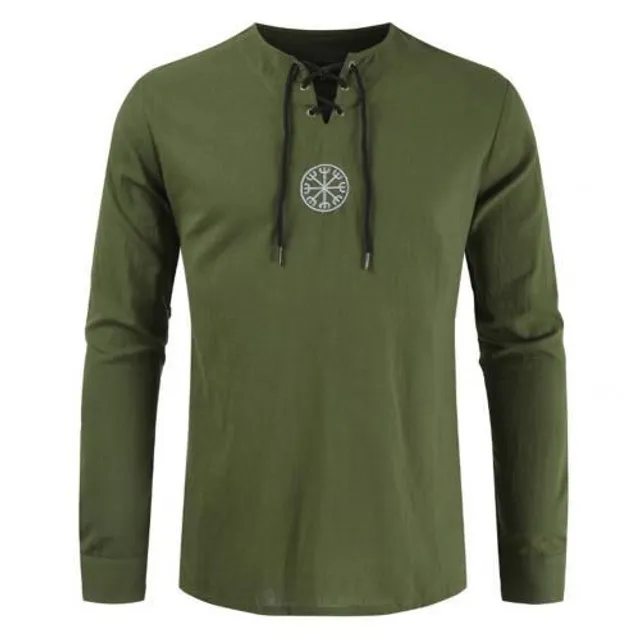 Medieval / Slavic / Viking shirt with lacing m army-green