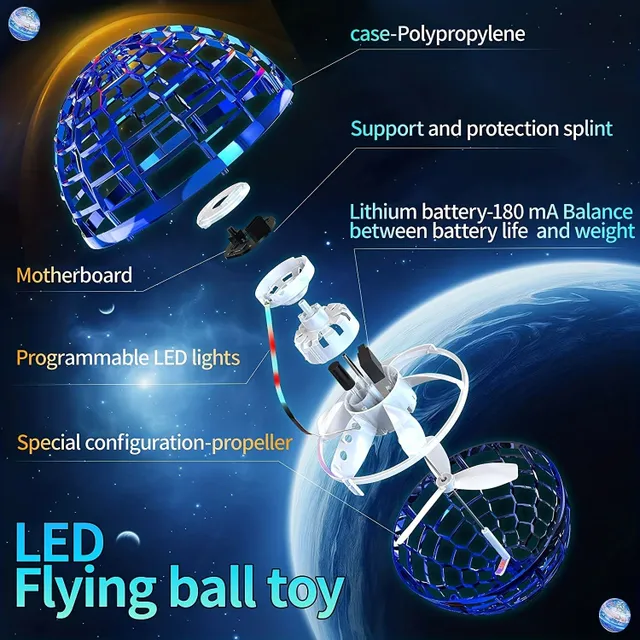 Mingea zburătoare indusă Magic Rotating Flying Ball Free Flight Path Rotating Flying Ball Inductive Drone Halloween/Thanksgiving/Christmas Gift