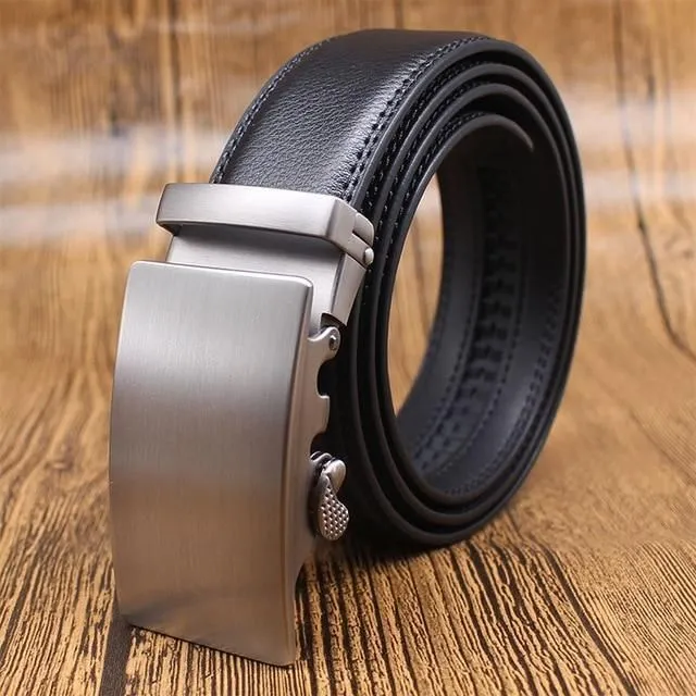 Men's adjustable buckle mechanism Leather belt