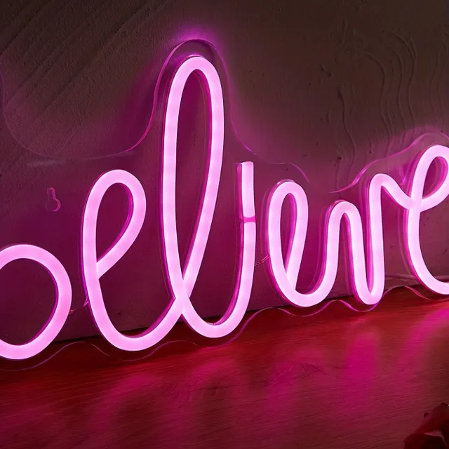 Neon sign "Believe": LED light powered from USB, wall decoration for bedroom, wedding, birthday, gambling room, home