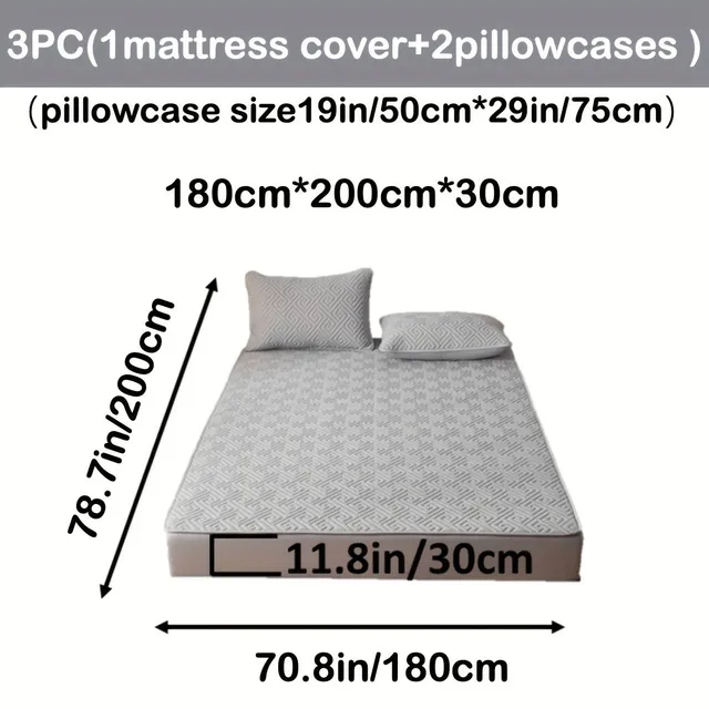 Waterproof mattress with ultrasound technology, uniform colour, washable, antibacterial, anti-spinning, soft and comfortable