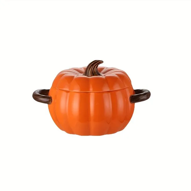 Ceramic pumpkin soup pot with Christmas motif