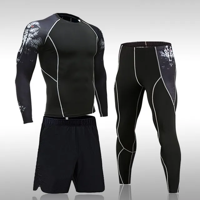 Men's functional sports thermal underwear with shorts - 3 pcs