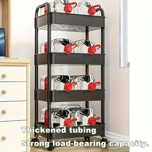 1pc Universal multi-level storage rack with wheels - kitchen, bathroom, bedroom and living room