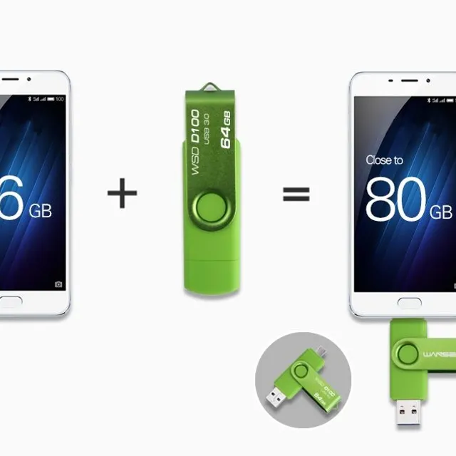 USB pendrive 2 az 1-ben - 16 GB - 128 GB - 6 színben
