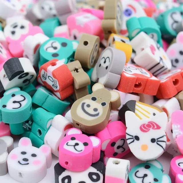 Girls coloured beads for stringing - various motifs - 100 pcs