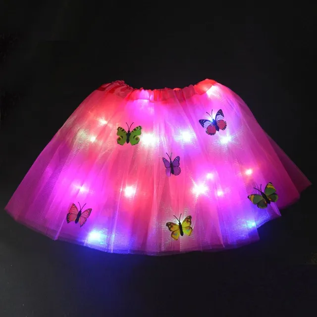 Children's luminous skirt decorated with bow tie rose-skirt