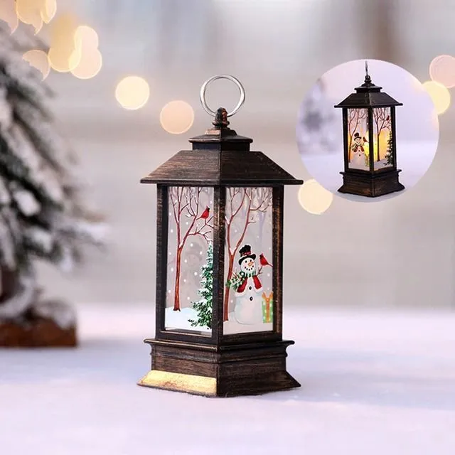 Christmas decorative LED lantern with winter motifs