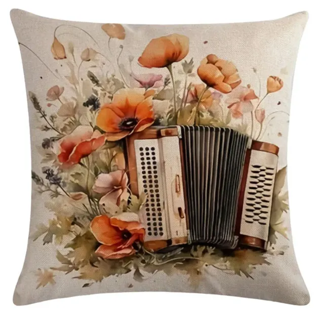 Pillow coating with abstract geometric motif of musical instruments for home decoration