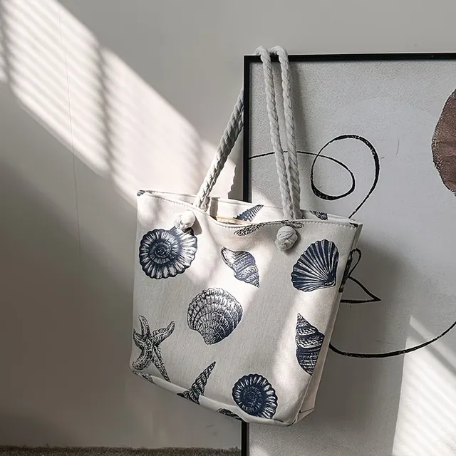 Summer canvas bag with shells, ideal for your holiday