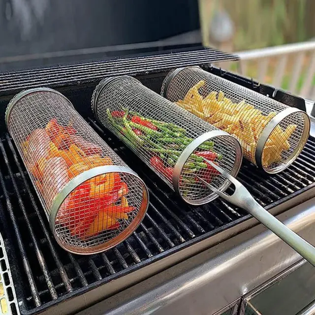 1/2pcs Stainless steel barbecue basket with non-stick pad