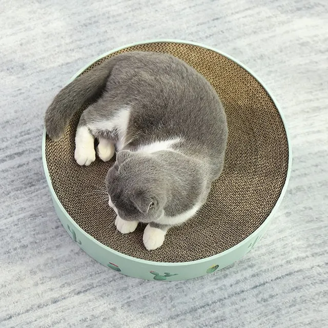 Moderná praktická posteľ pre mačky so škrabkou a potlačou